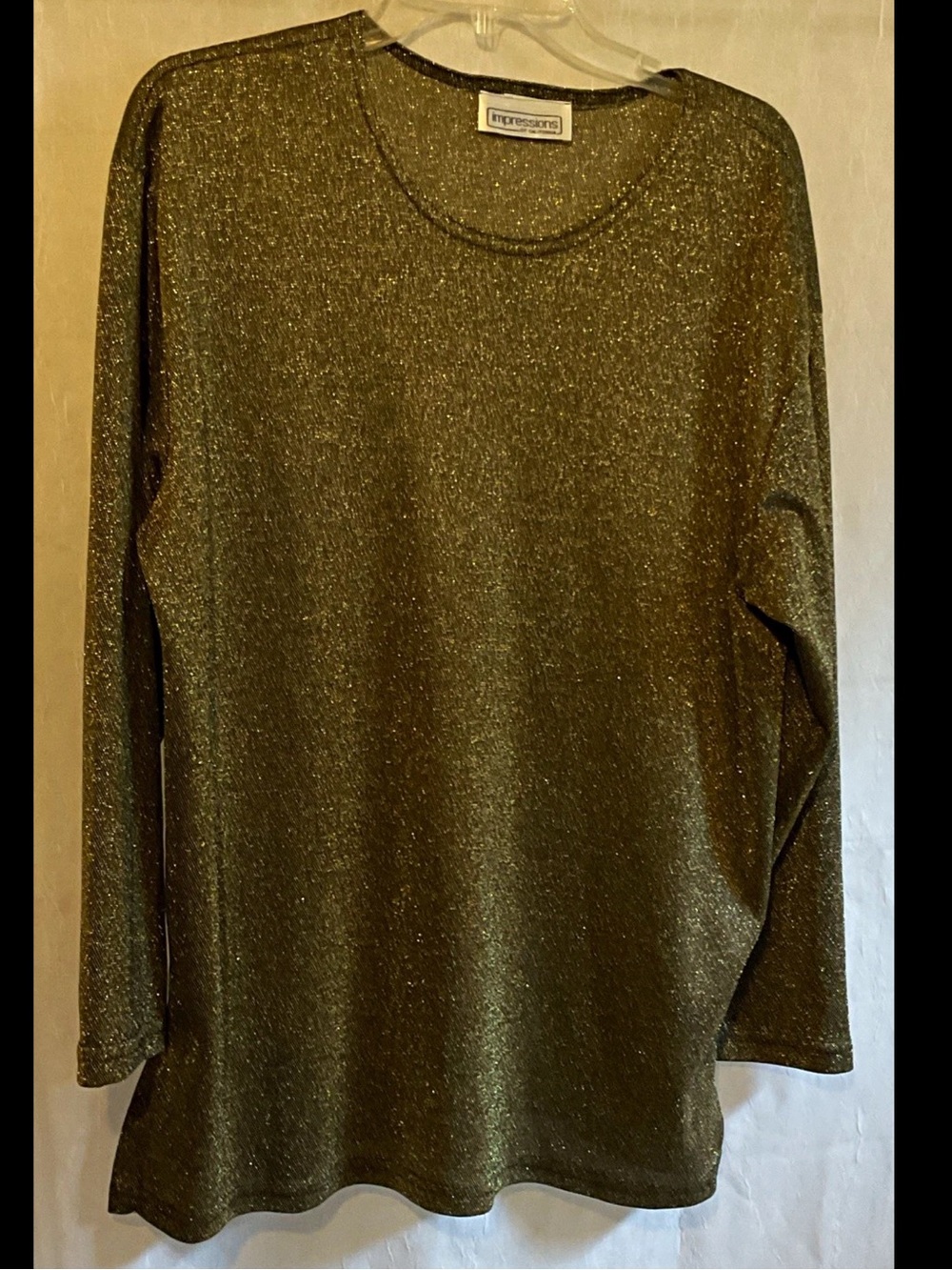 VTG Impressions of California Gold Metallic Knit Pullover Sweater Scoop Neck M